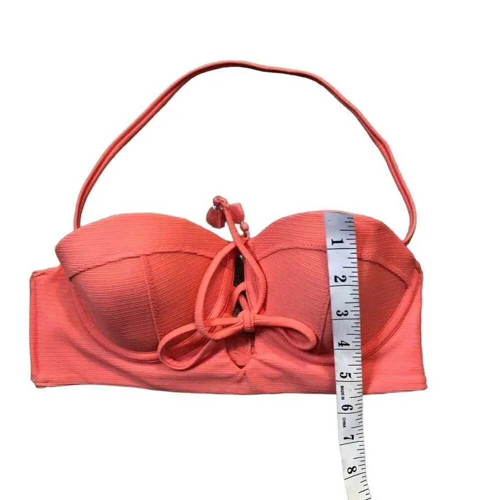 Coral orange Cape Juby coral underwire push up plunge bikini top size S